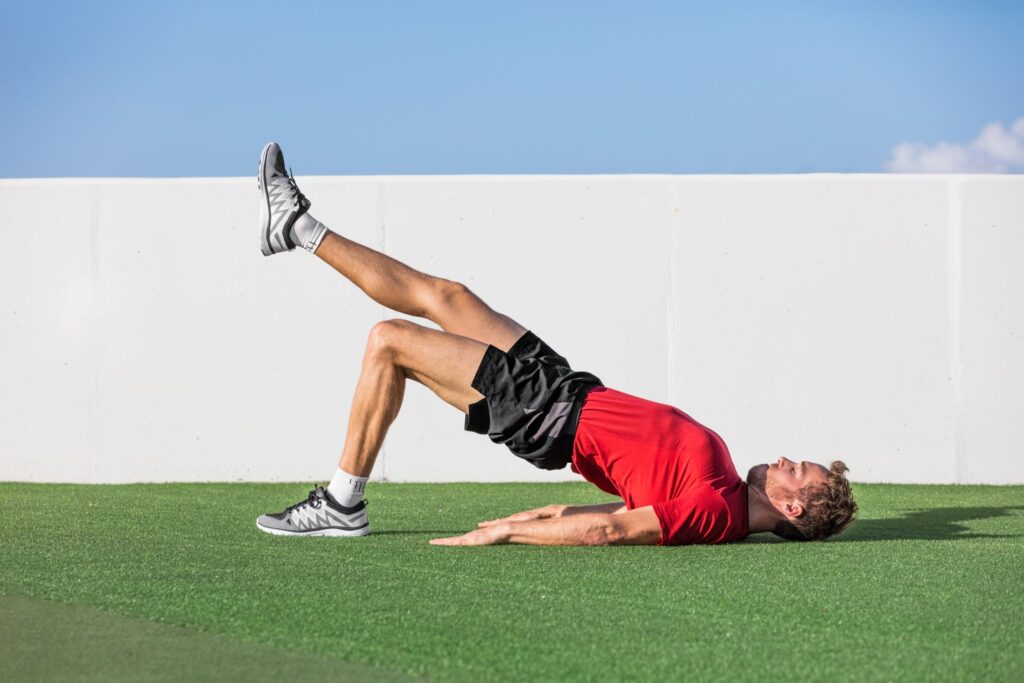 single leg hip bridge to strengthen the posterior chain